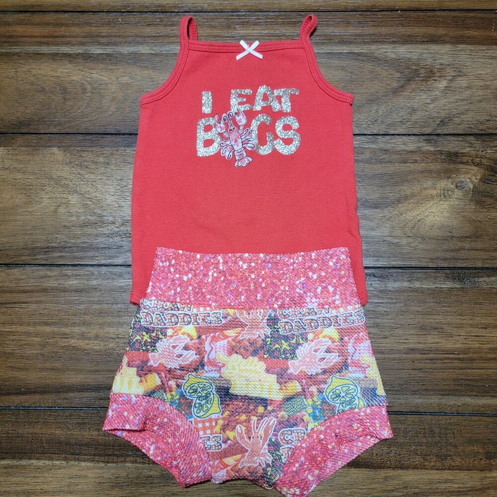 2 Pc HB Infant Bodysuit and Shorts Set "I Eat Bugs" "Craw Daddies" - Size 18M